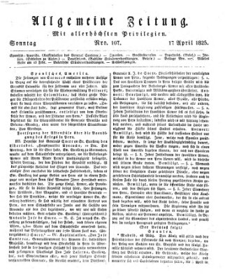 Allgemeine Zeitung Sonntag 17. April 1825