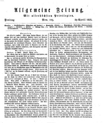Allgemeine Zeitung Freitag 29. April 1825