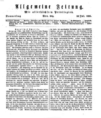 Allgemeine Zeitung Donnerstag 28. Juli 1825