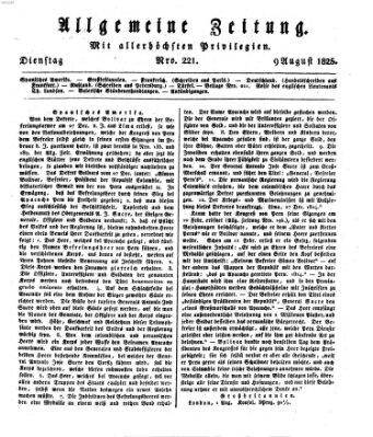 Allgemeine Zeitung Dienstag 9. August 1825