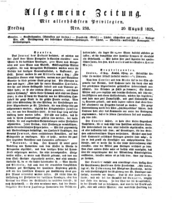 Allgemeine Zeitung Freitag 26. August 1825