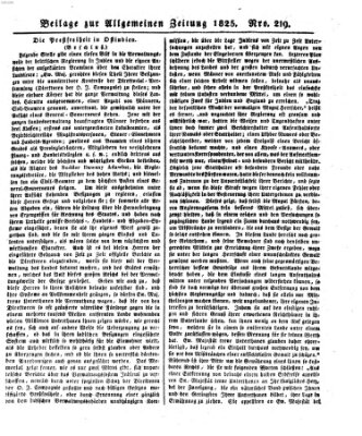 Allgemeine Zeitung Sonntag 7. August 1825