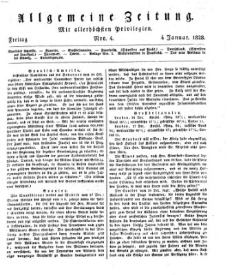 Allgemeine Zeitung Freitag 4. Januar 1828