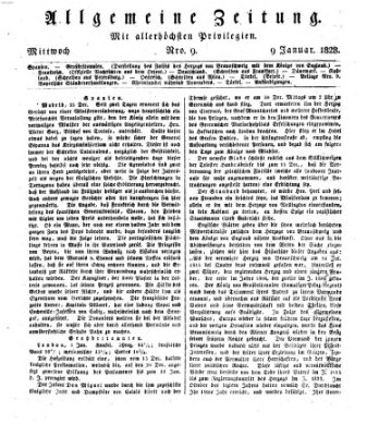 Allgemeine Zeitung Mittwoch 9. Januar 1828