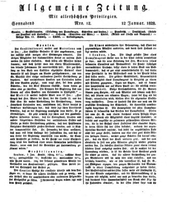 Allgemeine Zeitung Samstag 12. Januar 1828