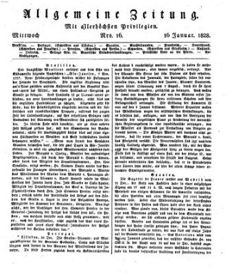 Allgemeine Zeitung Mittwoch 16. Januar 1828