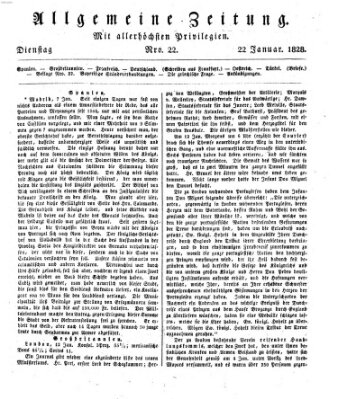 Allgemeine Zeitung Dienstag 22. Januar 1828