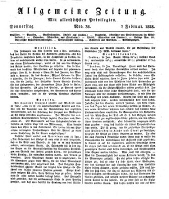 Allgemeine Zeitung Donnerstag 7. Februar 1828