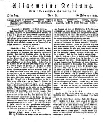 Allgemeine Zeitung Dienstag 26. Februar 1828