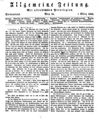 Allgemeine Zeitung Samstag 1. März 1828