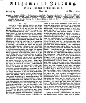 Allgemeine Zeitung Dienstag 4. März 1828