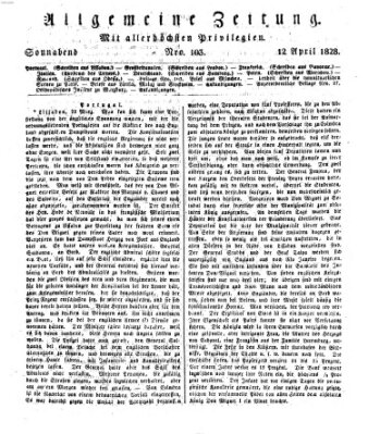 Allgemeine Zeitung Samstag 12. April 1828