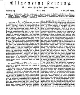 Allgemeine Zeitung Dienstag 5. August 1828
