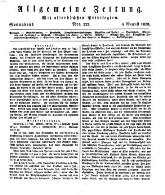 Allgemeine Zeitung Samstag 9. August 1828
