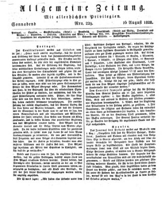Allgemeine Zeitung Samstag 16. August 1828