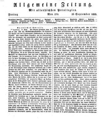 Allgemeine Zeitung Freitag 26. September 1828