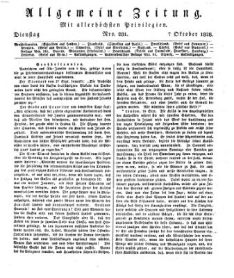 Allgemeine Zeitung Dienstag 7. Oktober 1828