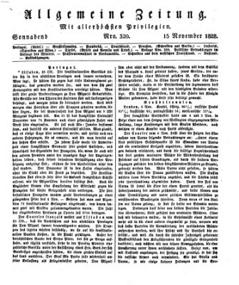 Allgemeine Zeitung Samstag 15. November 1828