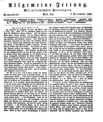 Allgemeine Zeitung Samstag 6. Dezember 1828