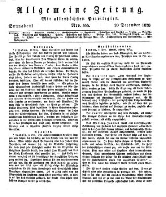 Allgemeine Zeitung Samstag 20. Dezember 1828