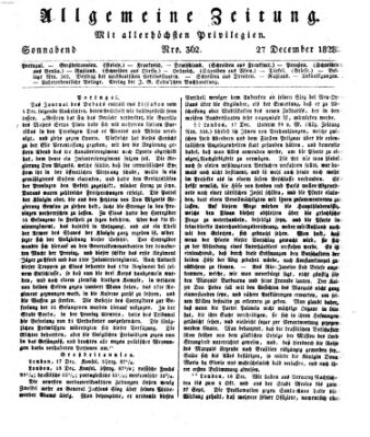 Allgemeine Zeitung Samstag 27. Dezember 1828
