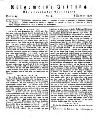 Allgemeine Zeitung Sonntag 4. Januar 1829