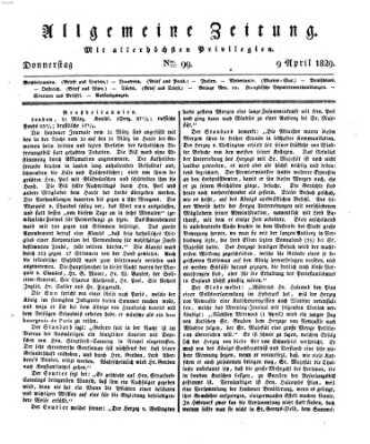 Allgemeine Zeitung Donnerstag 9. April 1829