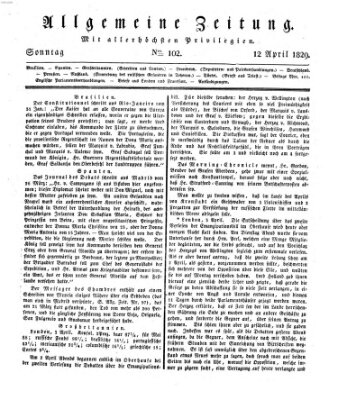 Allgemeine Zeitung Sonntag 12. April 1829