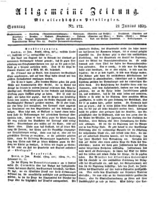 Allgemeine Zeitung Sonntag 21. Juni 1829