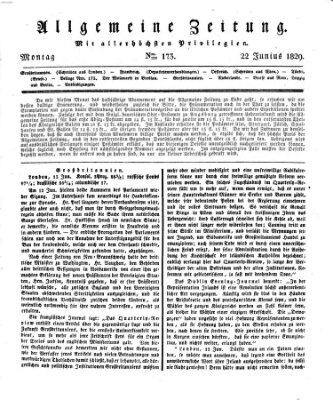 Allgemeine Zeitung Montag 22. Juni 1829