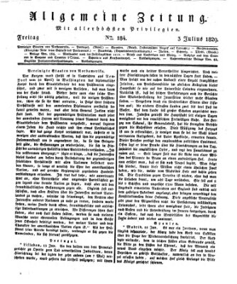 Allgemeine Zeitung Freitag 3. Juli 1829