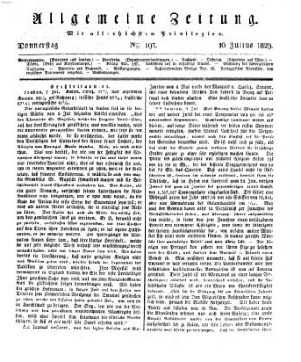 Allgemeine Zeitung Donnerstag 16. Juli 1829