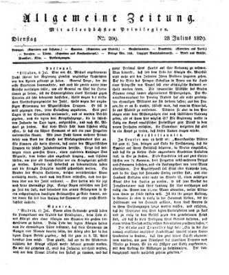 Allgemeine Zeitung Dienstag 28. Juli 1829