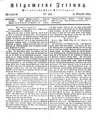 Allgemeine Zeitung Mittwoch 12. August 1829