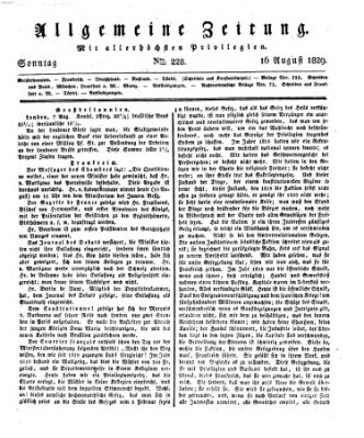 Allgemeine Zeitung Sonntag 16. August 1829