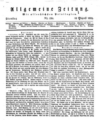 Allgemeine Zeitung Dienstag 18. August 1829