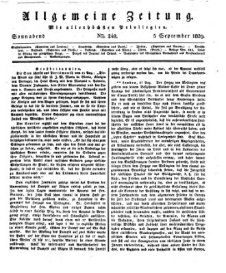 Allgemeine Zeitung Samstag 5. September 1829