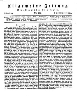 Allgemeine Zeitung Dienstag 8. September 1829