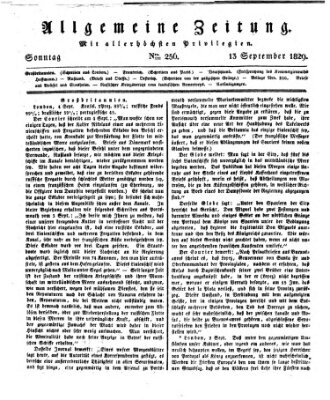 Allgemeine Zeitung Sonntag 13. September 1829