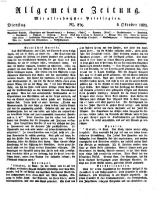 Allgemeine Zeitung Dienstag 6. Oktober 1829