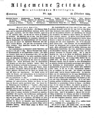 Allgemeine Zeitung Sonntag 25. Oktober 1829