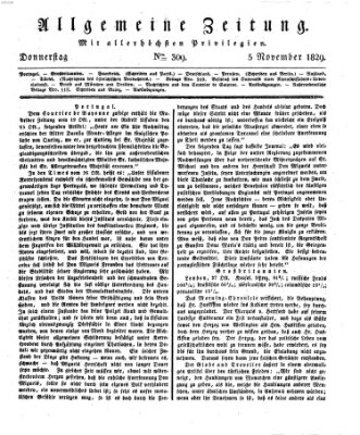 Allgemeine Zeitung Donnerstag 5. November 1829