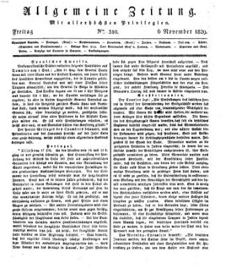 Allgemeine Zeitung Freitag 6. November 1829