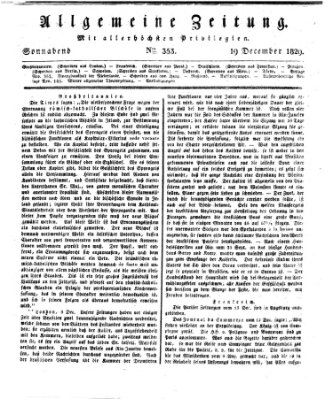 Allgemeine Zeitung Samstag 19. Dezember 1829