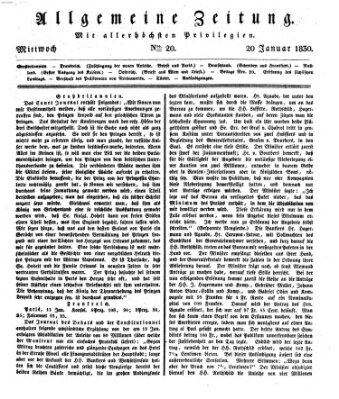 Allgemeine Zeitung Mittwoch 20. Januar 1830