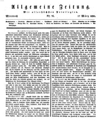 Allgemeine Zeitung Mittwoch 17. März 1830