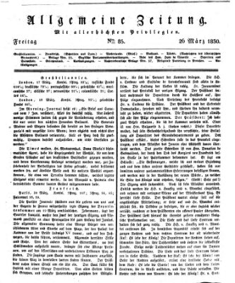 Allgemeine Zeitung Freitag 26. März 1830