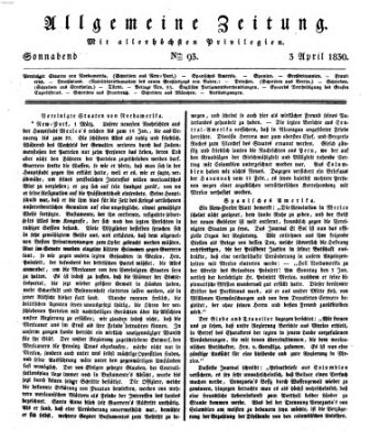 Allgemeine Zeitung Samstag 3. April 1830