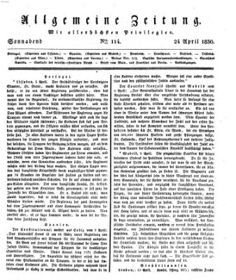 Allgemeine Zeitung Samstag 24. April 1830