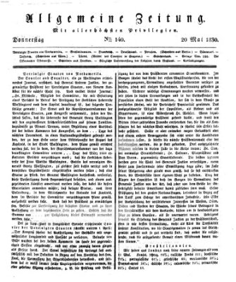 Allgemeine Zeitung Donnerstag 20. Mai 1830